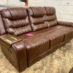 Leather Reclining Sofa and Loveseat 
