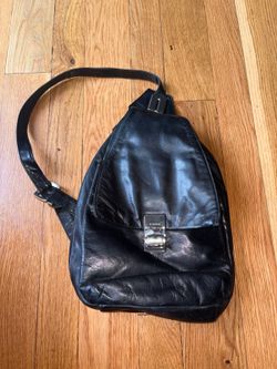 Perlina Black Soft Leather Sling Bag Backpack