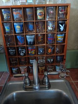 Shots glasses n shelf all for 30.00