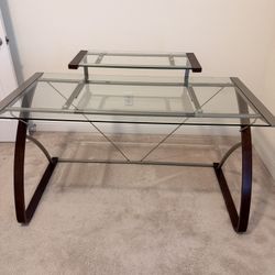 Realspace Merido 55” Computer Desk – Espresso/Silver – Glass Top