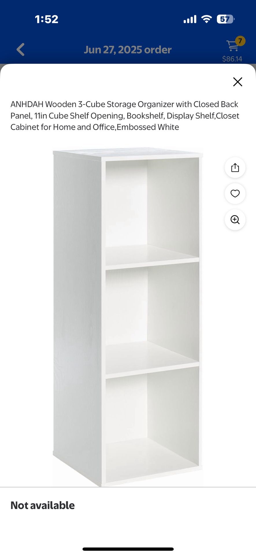 $15-White 3 Cube Storage Shelf