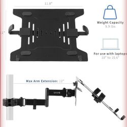 VIVO Steel Universal Full Motion Pole Mount Laptop Holder Arm with Removable 75mm and 100mm VESA Plate, Fits 10 to 15.6 inch Laptops, Black