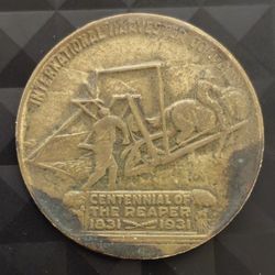 1931 Reaper Centennial Medal McCormick International Harvester Token