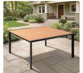 Square Outdoor Dining Table 56.3-in W x 56.3-in L with Umbrella Hole