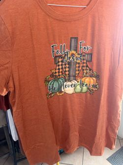 Fall For Jesus He Never Leaves Graphic Tee