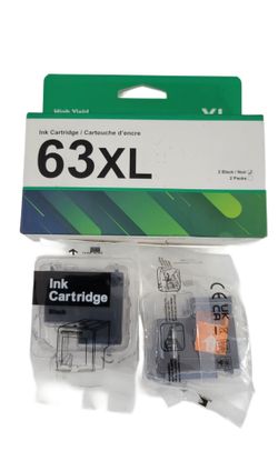 HP 63XL High Yield Black Compatible Ink Cartridge 2-pack box.
