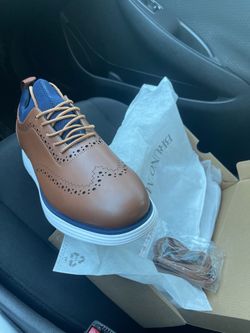 Bruno Marc Tan Leather Wingtip Sneakers