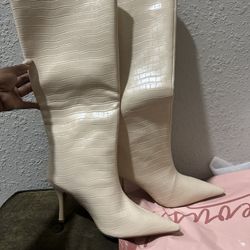 Miss Lola White Knee High Boot