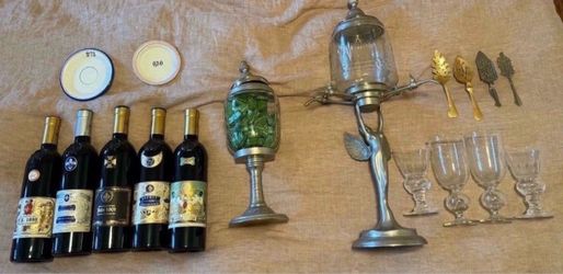 Absinthe Collection - Fountain, Sugar Holder, Jade Absinthe, Vintage Plates, Hand Blown glasses, absinthe spoons Collection!