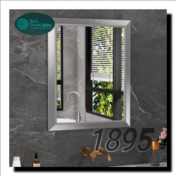 ✨ Elegant Silver Vanity Mirror 24x30 – Modern Wall Mirror for Bathroom