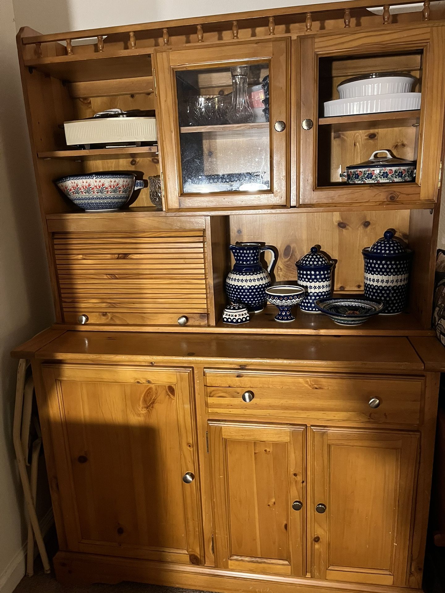 Vintage Kitchen Hutch Storage Solid Wood Antique $500