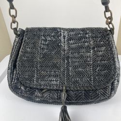 ABS Allen Schwartz woven black leather handbag