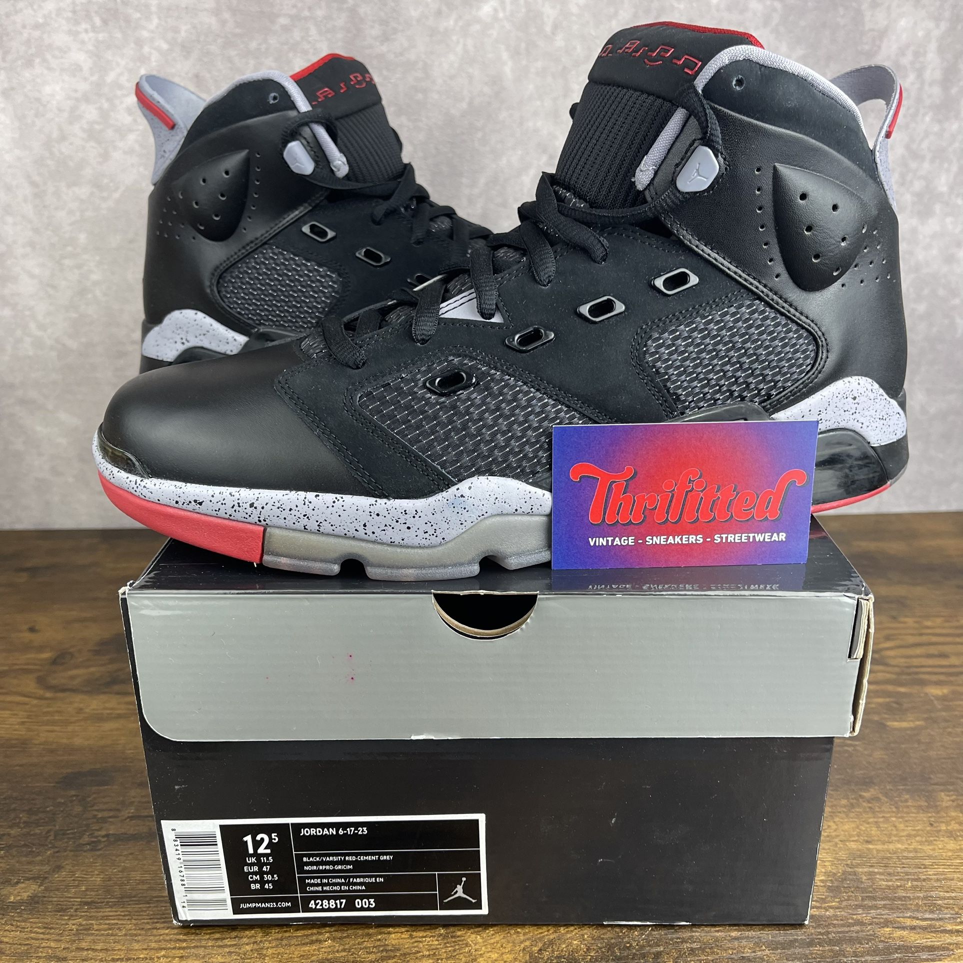 NEW Jordan 6-17-23 Black Cement Size 12.5 428817-003 Men’s Basketball Sneakers OG Rare
