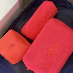 New Chanel Beaute VIP Set Of 3 Neon Orange & Pink Terry Travel Set 2025