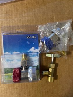 DEDC Adjustable R134A Adapter Fittings Quick Coupler High Low AC Freon Manifold Gauge Hose Conversion Kit 1/4” SAE HVAC and Adapter Valve
