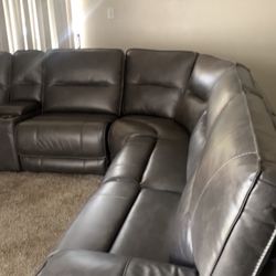 Faux leather Gray L-Shaped sectional