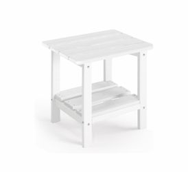 Patio Side Table HDPE Double Layer Storage Square White