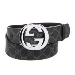 Gucci Supreme Leather Belt Silver Tone