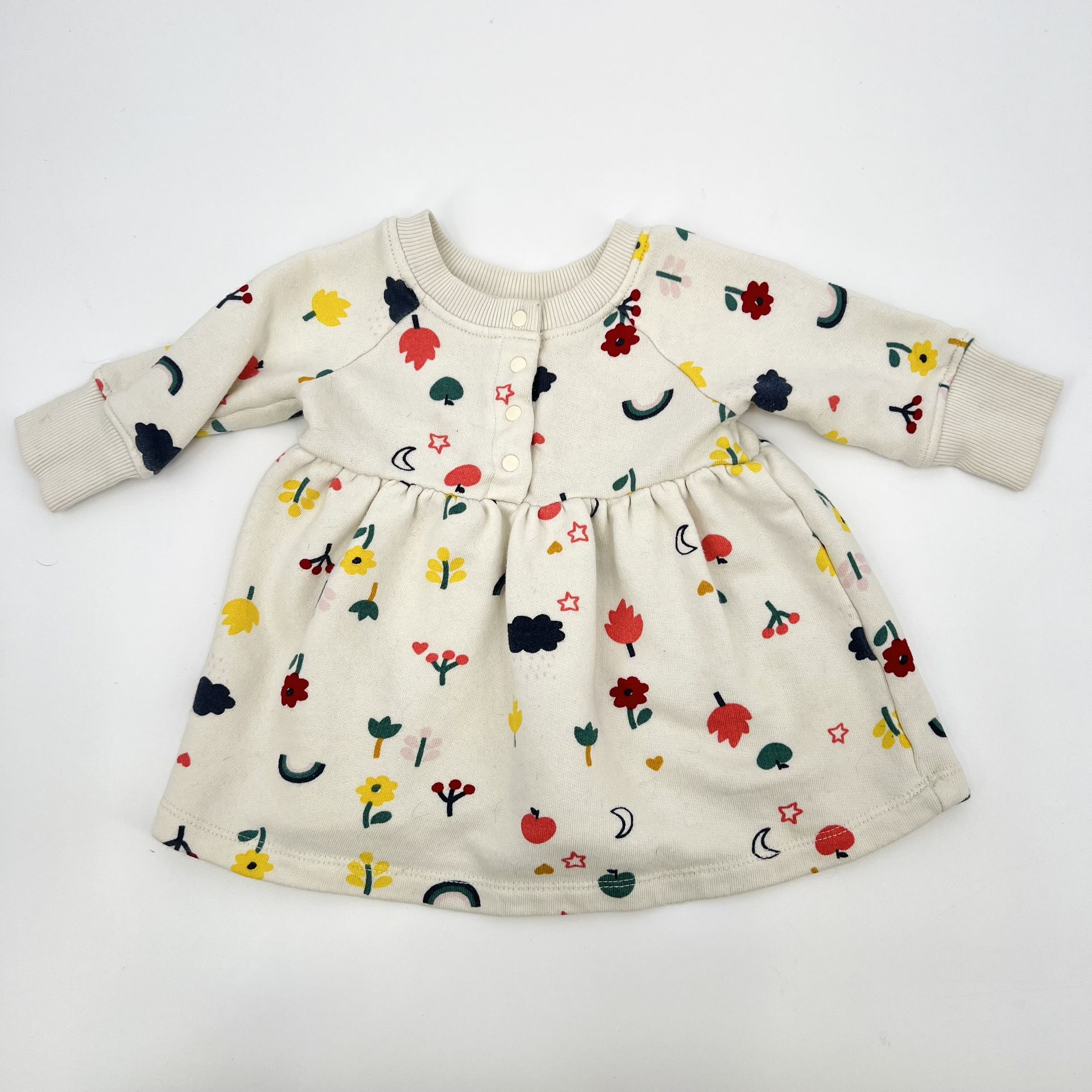 Hanna Andersson Whimsical Spring Flower Shirt Dress Baby Size 6-12 Months (70cm)