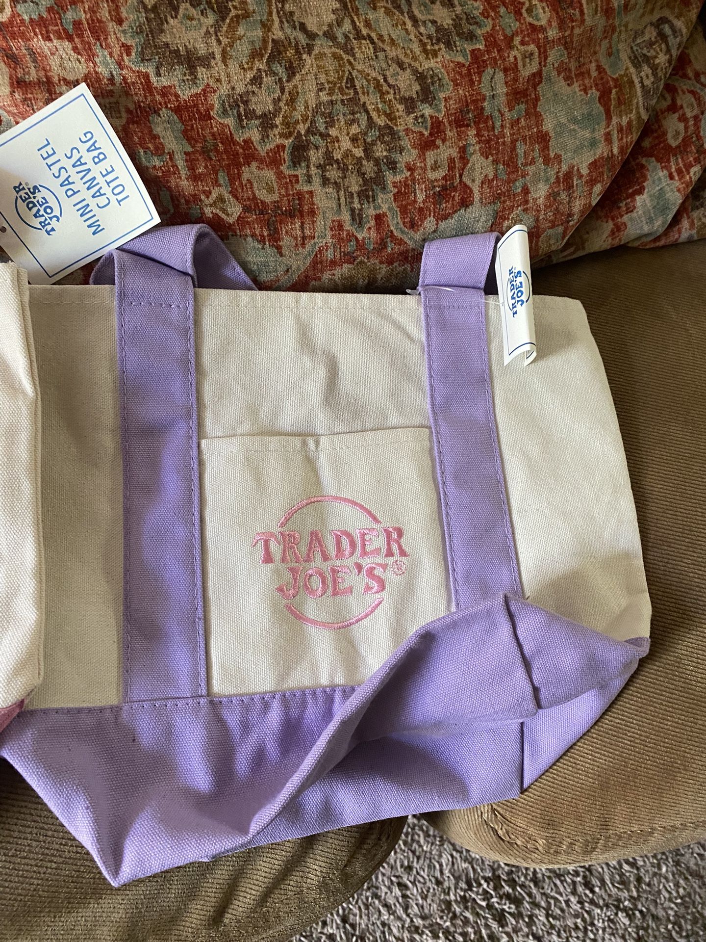 Trader Joes Mini Tote Bags Pastel