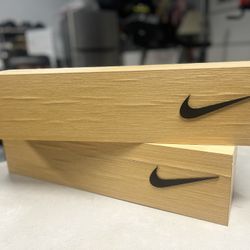 nike display wood shelves