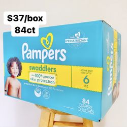 Size 6 (35+ Lbs) Pampers Swaddlers (84 Baby Diapers)