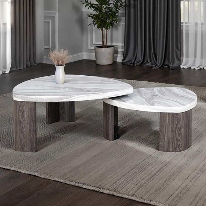 MODERN RETRO GRAY NESTING COFFEE CENTER TABLE