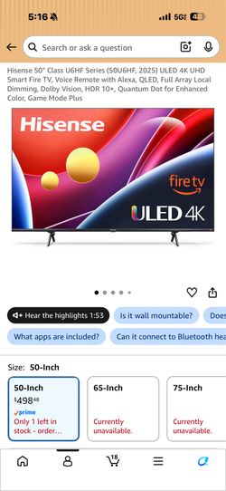 Hisense 50 inch 4k TV
