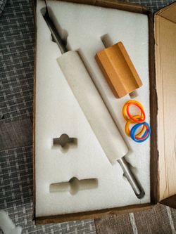 Marble Rolling Pin with Bands and Phone Stand! Brand new! See all pics!
