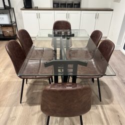 Contemporary Glass Top Dining Table