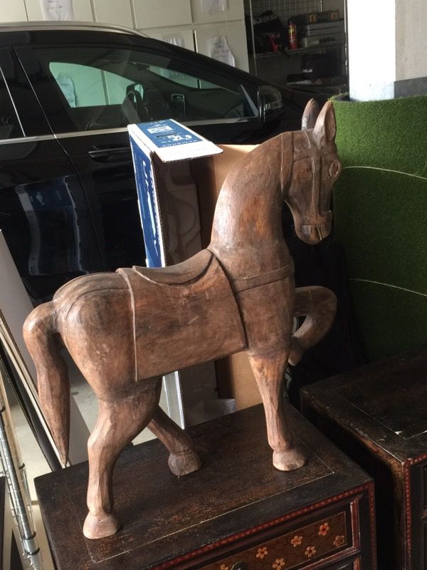 Restoration hardware large wooden horse statue