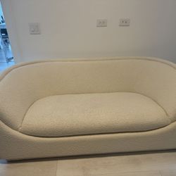 Cream-Colored Boucle Sofa Couch
