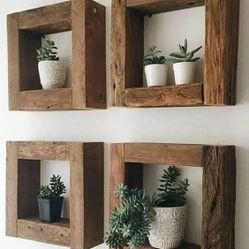 Hand-made Set Of 4 Rustic Wood Frames 