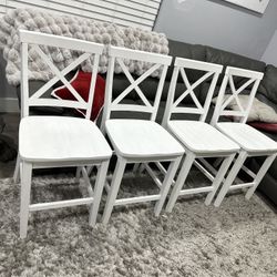 Table Chairs White Solid Wood New!! Retail $129 Each My Price All Four For $100