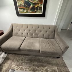 Grey Velvet Sofa/Couch Mint Condition 