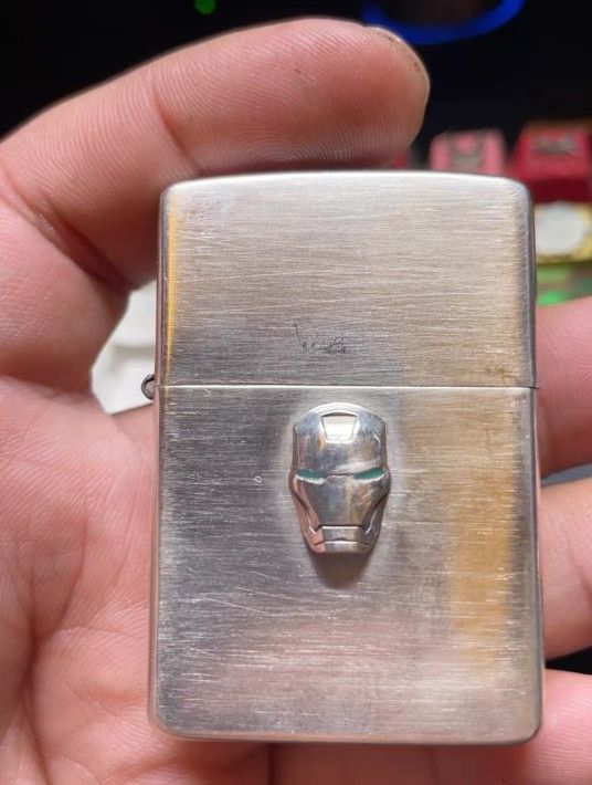 ZIPPO Chipo Sterling Silver 925 Iron Man Stickers Glow-in-the-Dark Eyes Lighter Not Included