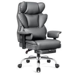 office desk chair big and tall executive office chair with footrest, leather computer chair, ergonomic reclining high back with umbar support large ho