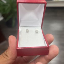 .80 Diamond Princess Cut Diamond Stud Earrings