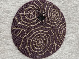 Beaded Purple & Gold Spiderweb Placemats