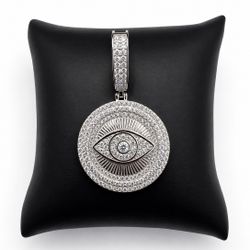 925 Sterling Silver 3.20CT MOISSANITE Evil eye Round men’s pendant 