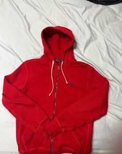 polo ralph lauren fleece full-zip up hoodie (RL 2000 Red size S)