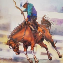 Ride Em Cowboy Watercolor Print By Dan McManis