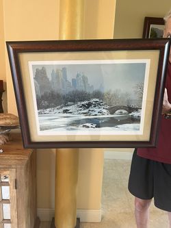 Framed Park West “Central Park Bridge Winter”