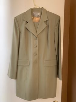 Vintage Olive green knee length jacket and skirt