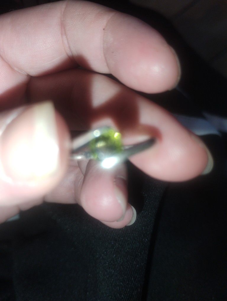 Custom Made Moldavite Ring W/Silver Band