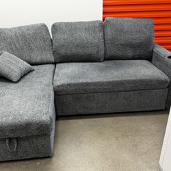 Modern Sleeper Sectional w/ USB Charging, Storage & Pull-Out Bed 