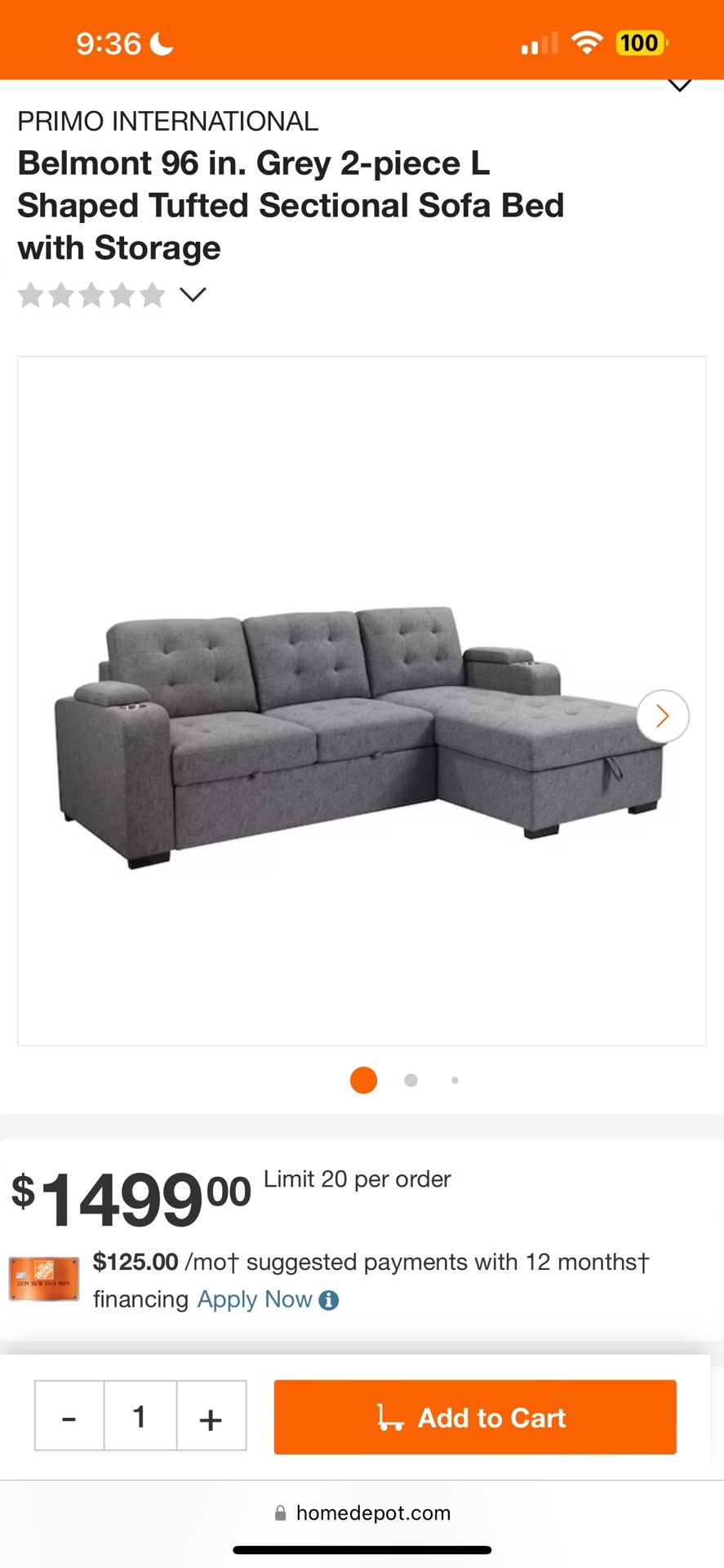 Brand New L Shaped Sleeper Sectional With Storage