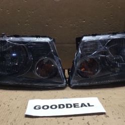 #135 Fit 04-08 Ford F-150/06-08 Mark LT Smoke Lens Amber Headlights 