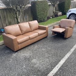 Leather set couch sofa
