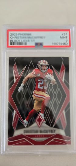 2025 Panini Phoenix Christian McCaffrey Black Lava 1/1, PSA 9